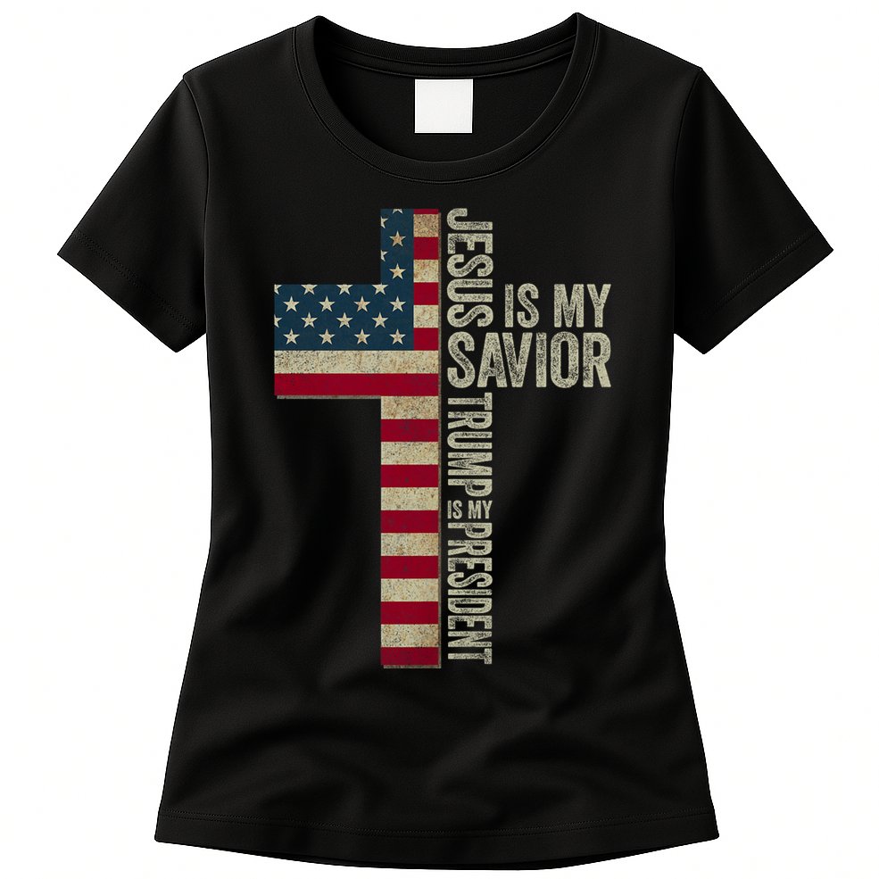 Jesus Is My Savior Trump Is My President Trump 2024 Maga Womens T-Shirt