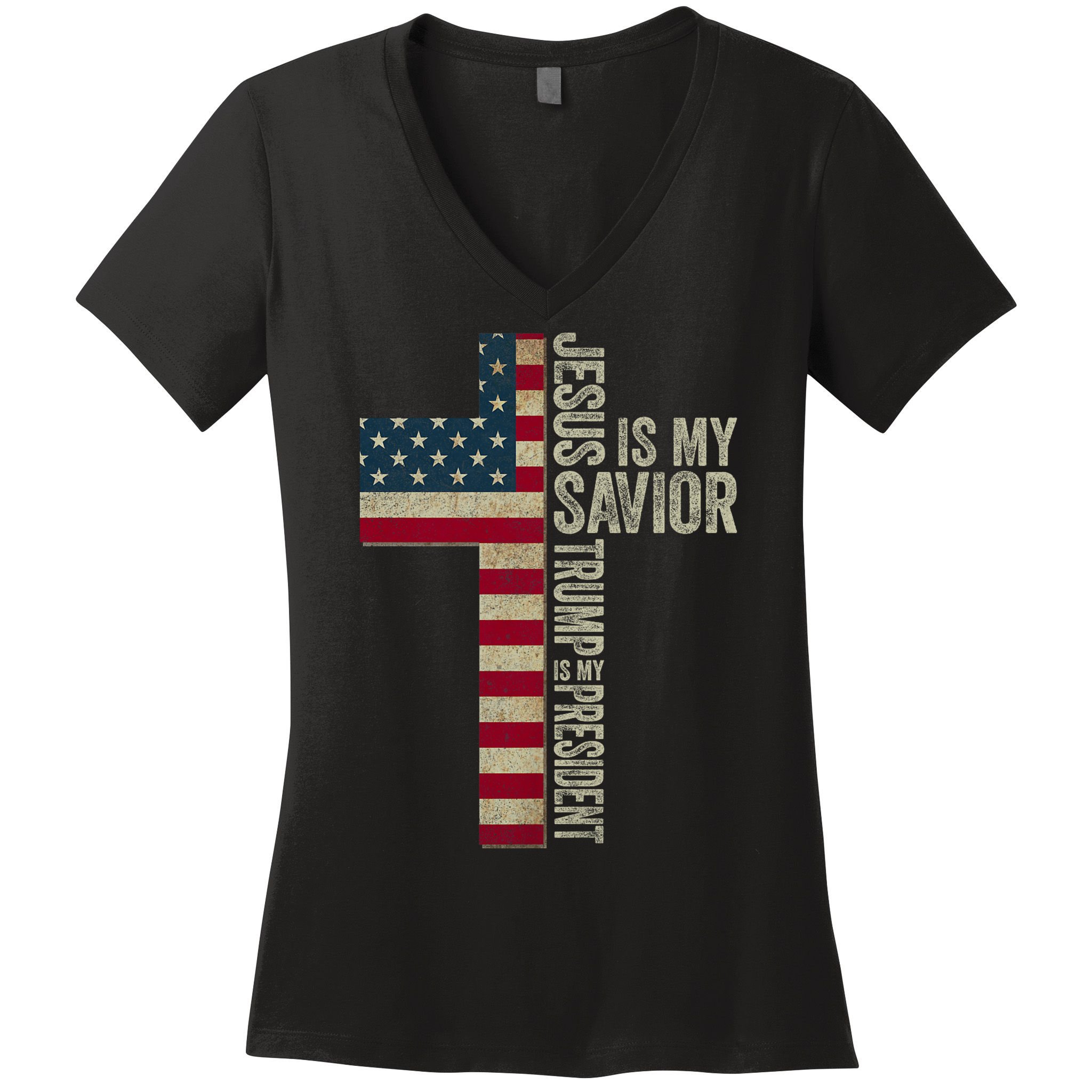Jesus Is My Savior Trump Is My President Trump 2024 Maga Women's V-Neck T-Shirt