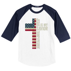 Jesus Is My Savior Trump Is My President Trump 2024 Maga Baseball Sleeve Shirt