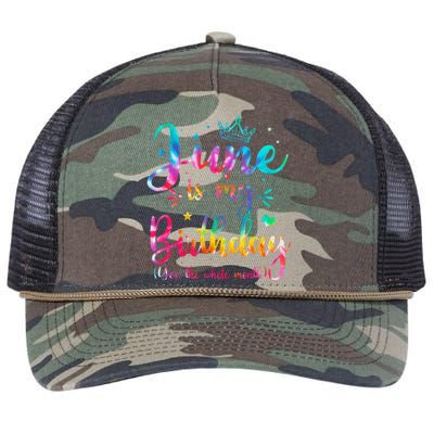 June Is My Birthday Yes The Whole Month Funny June Birthday Retro Rope Trucker Hat Cap