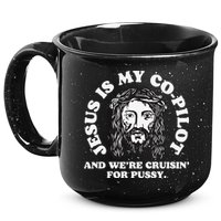 Jesus Is My Copilot And Were Cruising Funny Humor Joke Meme 15oz Campfire Ceramic Mug