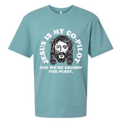 Jesus Is My Copilot And Were Cruising Funny Humor Joke Meme Sueded Cloud Jersey T-Shirt