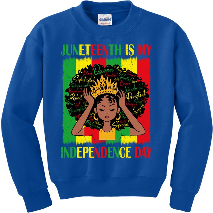 Juneteenth Is My Independence Free Day Brown Afro Gift Kids Sweatshirt