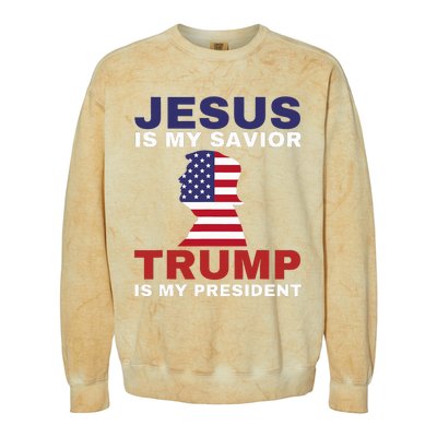 Jesus Is My Savior Trump Is My President Colorblast Crewneck Sweatshirt