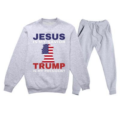 Jesus Is My Savior Trump Is My President Premium Crewneck Sweatsuit Set