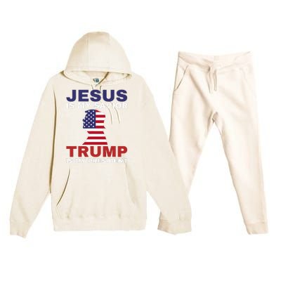 Jesus Is My Savior Trump Is My President Premium Hooded Sweatsuit Set