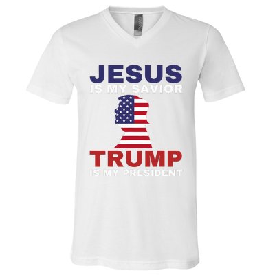 Jesus Is My Savior Trump Is My President V-Neck T-Shirt