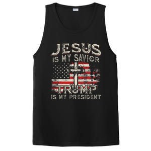 Jesus Is My Savior Trump Is My President American Flag PosiCharge Competitor Tank