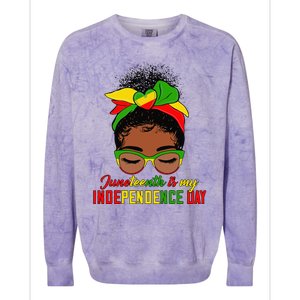 Juneteenth Is My Independence Day Black Black Queen Colorblast Crewneck Sweatshirt