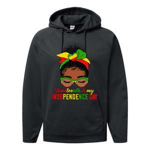 Juneteenth Is My Independence Day Black Black Queen Performance Fleece Hoodie