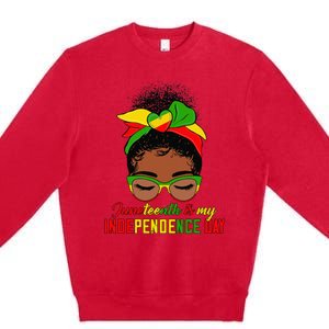 Juneteenth Is My Independence Day Black Black Queen Premium Crewneck Sweatshirt