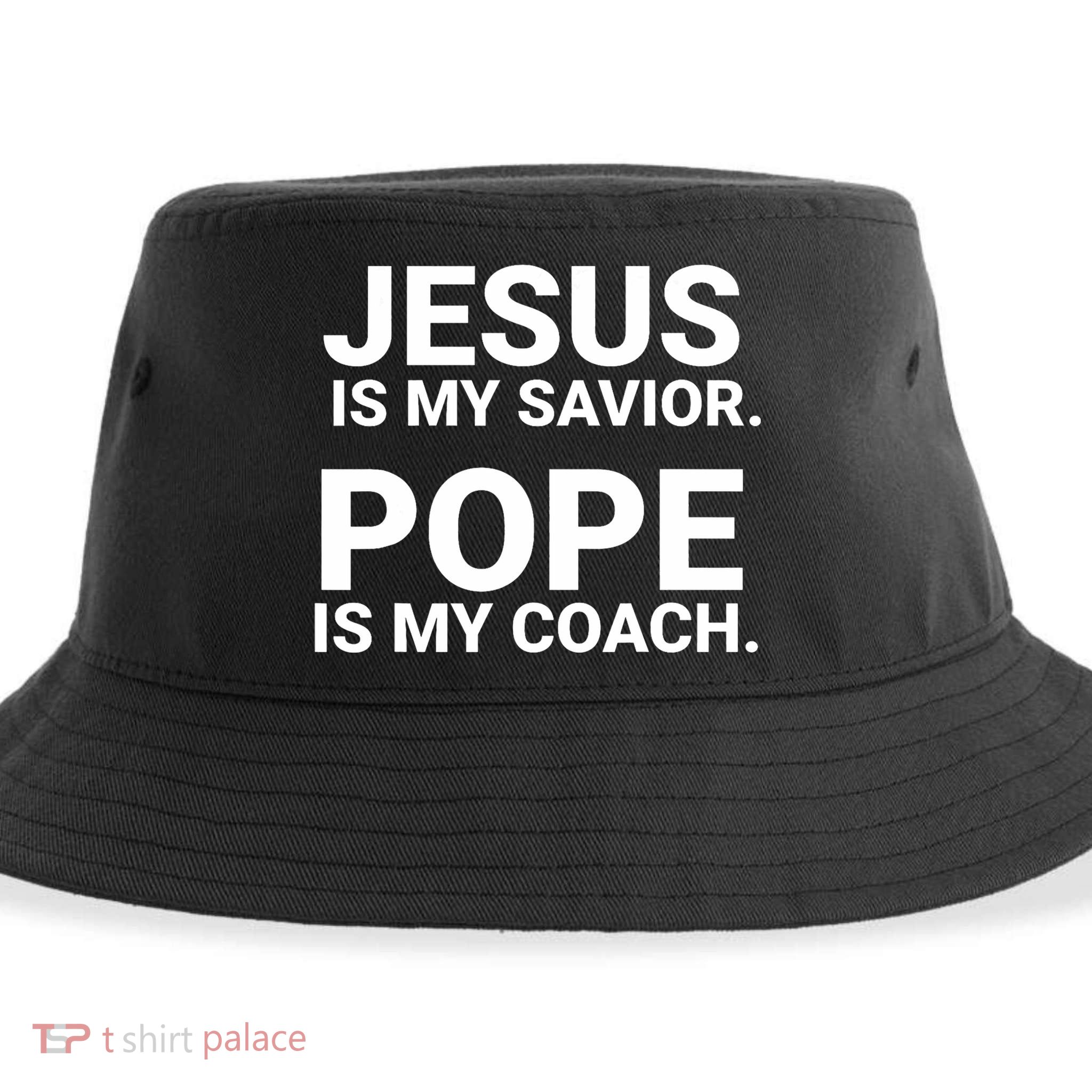 Jesus Is My Savior Pope Is My Coach Sustainable Bucket Hat