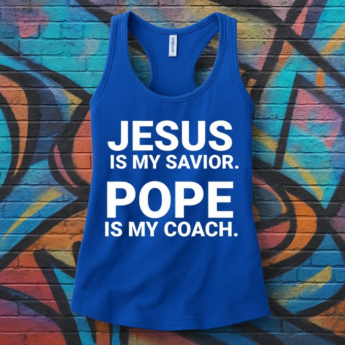 Jesus Is My Savior Pope Is My Coach Womens Tank Top