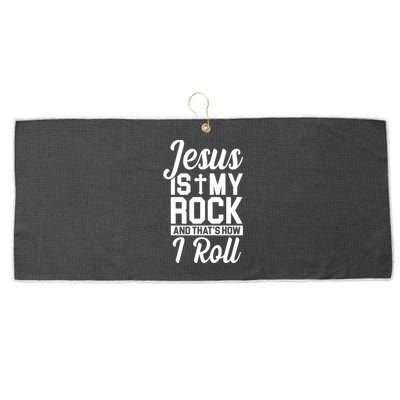 Jesus Is My Rock And That's How I Roll Large Microfiber Waffle Golf Towel