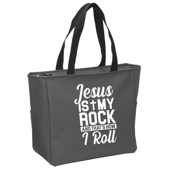 Jesus Is My Rock And That's How I Roll Zip Tote Bag