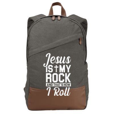 Jesus Is My Rock And That's How I Roll Cotton Canvas Backpack