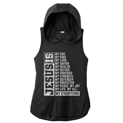 Jesus Is My Everything Jesus Ladies PosiCharge Tri-Blend Wicking Draft Hoodie Tank