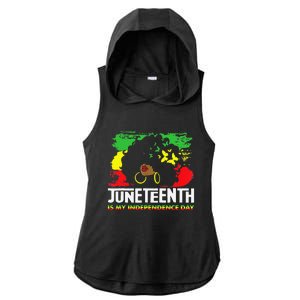 Juneteenth Is My Independence Day Black Black Queen Ladies PosiCharge Tri-Blend Wicking Draft Hoodie Tank