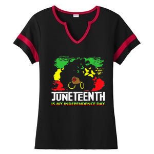 Juneteenth Is My Independence Day Black Black Queen Ladies Halftime Notch Neck Tee