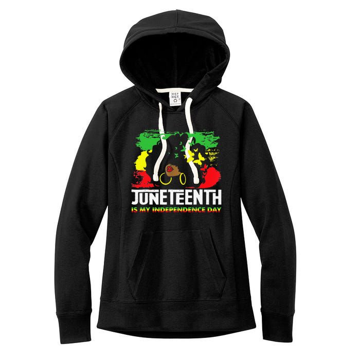 Juneteenth Is My Independence Day Black Black Queen Women's Fleece Hoodie