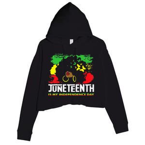 Juneteenth Is My Independence Day Black Black Queen Crop Fleece Hoodie