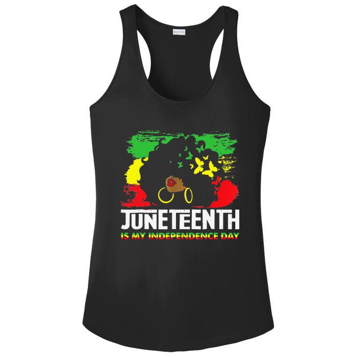 Juneteenth Is My Independence Day Black Black Queen Ladies PosiCharge Competitor Racerback Tank