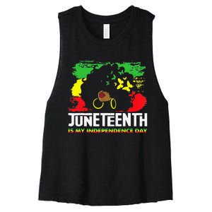 Juneteenth Is My Independence Day Black Black Queen Women's Racerback Cropped Tank