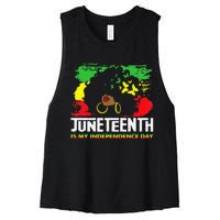 Juneteenth Is My Independence Day Black Black Queen Women's Racerback Cropped Tank