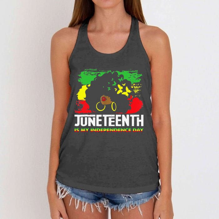 Juneteenth Is My Independence Day Black Black Queen Women's Knotted Racerback Tank