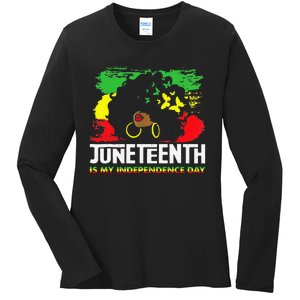 Juneteenth Is My Independence Day Black Black Queen Ladies Long Sleeve Shirt