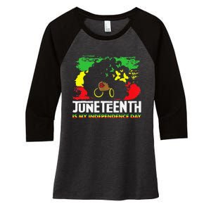 Juneteenth Is My Independence Day Black Black Queen Women's Tri-Blend 3/4-Sleeve Raglan Shirt