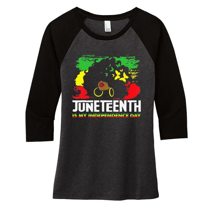 Juneteenth Is My Independence Day Black Black Queen Women's Tri-Blend 3/4-Sleeve Raglan Shirt