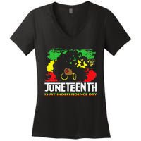 Juneteenth Is My Independence Day Black Black Queen Women's V-Neck T-Shirt