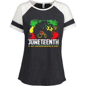 Juneteenth Is My Independence Day Black Black Queen Enza Ladies Jersey Colorblock Tee