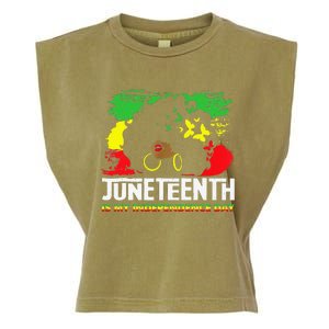 Juneteenth Is My Independence Day Black Black Queen Garment-Dyed Women's Muscle Tee