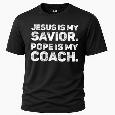 Jesus Is My Savior Pope Is My Coach Religious Quote Performance Shirt