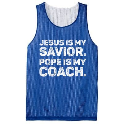 Jesus Is My Savior Pope Is My Coach Religious Quote Mesh Reversible Basketball Jersey Tank