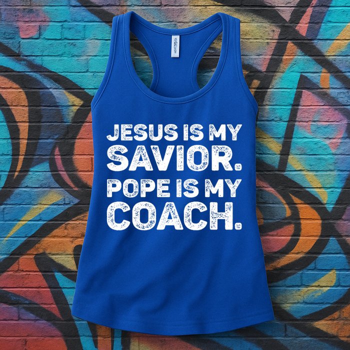 Jesus Is My Savior Pope Is My Coach Religious Quote Womens Tank Top