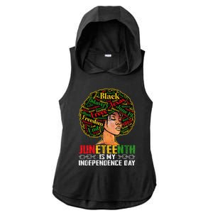 Juneteenth Is My Independence Day Black Pride Melanin Ladies PosiCharge Tri-Blend Wicking Draft Hoodie Tank