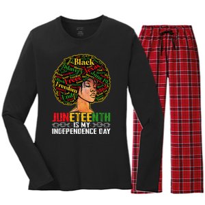 Juneteenth Is My Independence Day Black Pride Melanin Women's Long Sleeve Flannel Pajama Set 