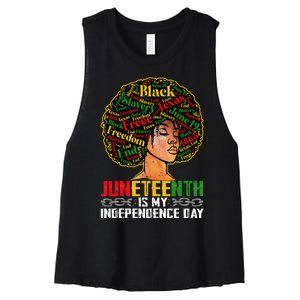 Juneteenth Is My Independence Day Black Pride Melanin Women's Racerback Cropped Tank