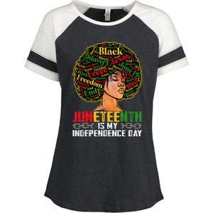 Juneteenth Is My Independence Day Black Pride Melanin Enza Ladies Jersey Colorblock Tee