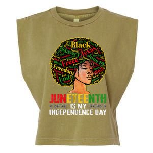 Juneteenth Is My Independence Day Black Pride Melanin Garment-Dyed Women's Muscle Tee