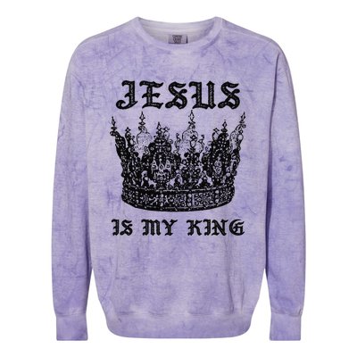 Jesus Is My King Funny Saying Christian Bible Faith Colorblast Crewneck Sweatshirt