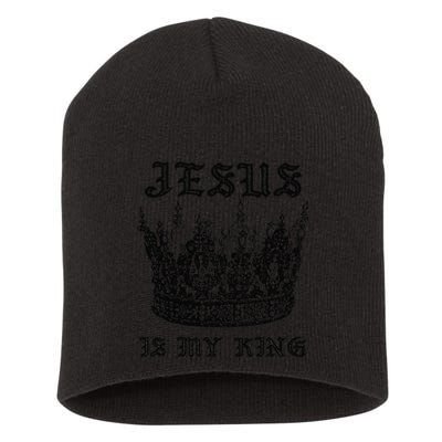 Jesus Is My King Funny Saying Christian Bible Faith Short Acrylic Beanie