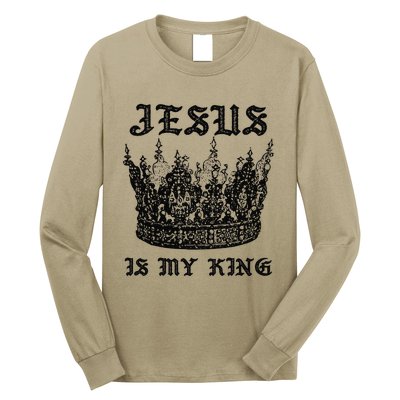 Jesus Is My King Funny Saying Christian Bible Faith Long Sleeve Shirt