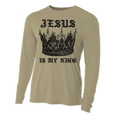 Jesus Is My King Funny Saying Christian Bible Faith Cooling Performance Long Sleeve Crew