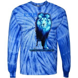 Jesus Is My God King My Lord My Savior Blue Lion Christian Tie-Dye Long Sleeve Shirt