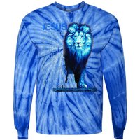 Jesus Is My God King My Lord My Savior Blue Lion Christian Tie-Dye Long Sleeve Shirt