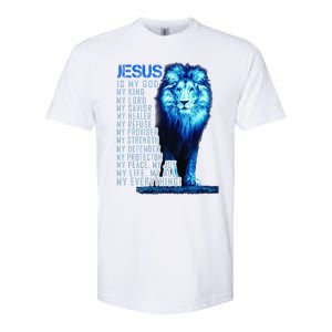 Jesus Is My God King My Lord My Savior Blue Lion Christian Softstyle CVC T-Shirt